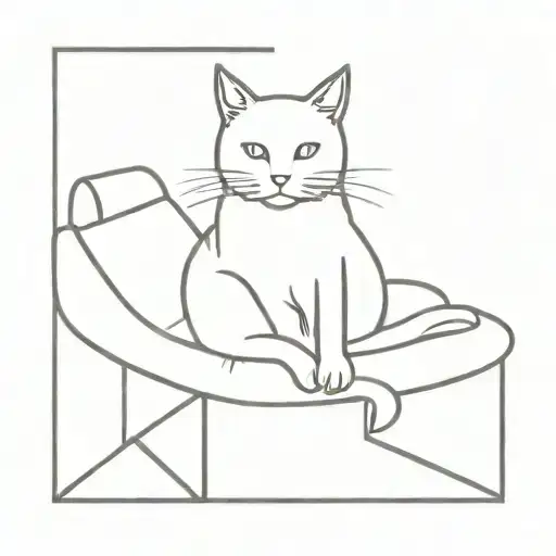 cat sitting on a small bed tattoo design idea