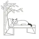 cat sitting on a small bed tattoo design idea