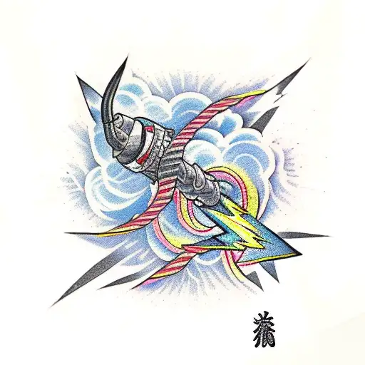 Japanese "Lightning Bolt" Tattoo Idea BlackInk AI