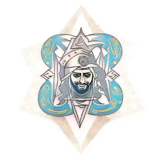 A tattoo that mixes between  jordanian culture and rock music, electric guitars, audio and music production  tattoo design idea