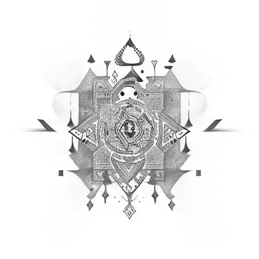 A tattoo that mixes between arabic jordanian culture and rock music, electric guitars, audio and music production  tattoo design idea