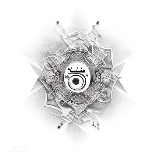 A tattoo that mixes between  jordanian culture and rock music, electric guitars, audio and music production  tattoo design idea