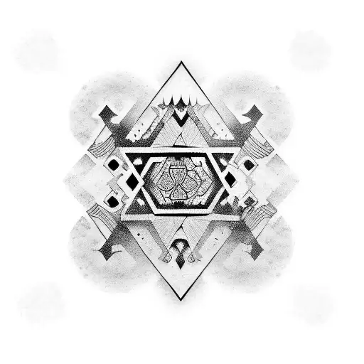 A tattoo that mixes between  jordanian culture and rock music, electric guitars, audio and music production  tattoo design idea