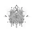 A tattoo that mixes between arabic jordanian culture and rock music, electric guitars, audio and music production  tattoo design idea