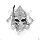 A tattoo that mixes between arabic jordanian culture and rock music, electric guitars, audio and music production  tattoo design idea