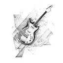 A tattoo that mixes between arabic jordanian culture and rock music, electric guitars, audio and music production  tattoo design idea