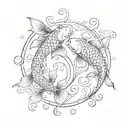 koi fish yin yang tattoo design idea