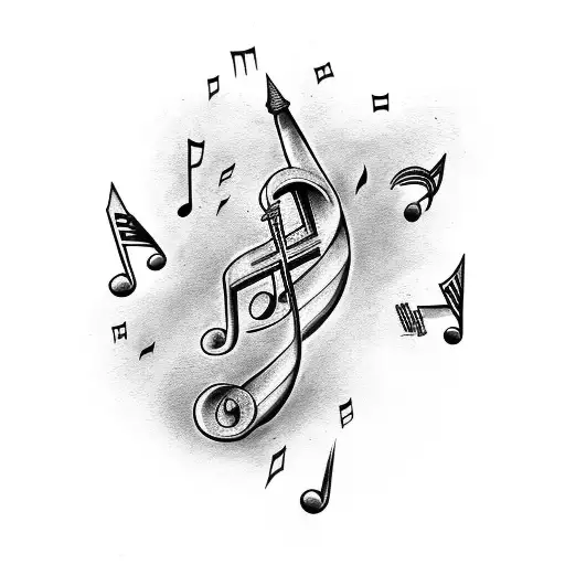 A wand casting musical notes instead of spells tattoo design idea