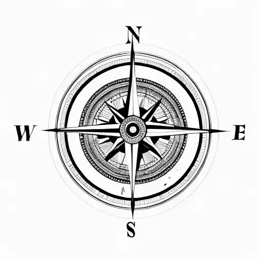 Compass with clock  tattoo design idea