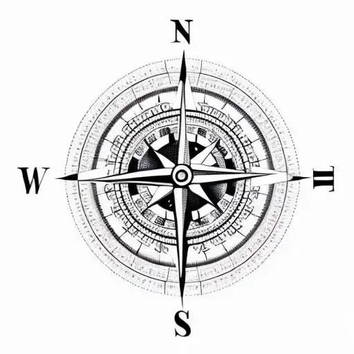 Compass with clock  tattoo design idea