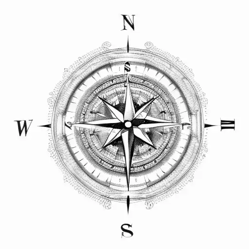 Compass with clock tattoo design idea