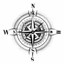 Compass with clock  tattoo design idea
