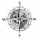 Compass with clock  tattoo design idea