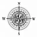 Compass with clock  tattoo design idea