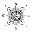Compass with clock tattoo design idea