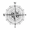 Compass with clock tattoo design idea