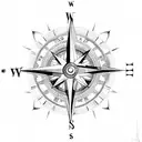 Compass with clock tattoo design idea