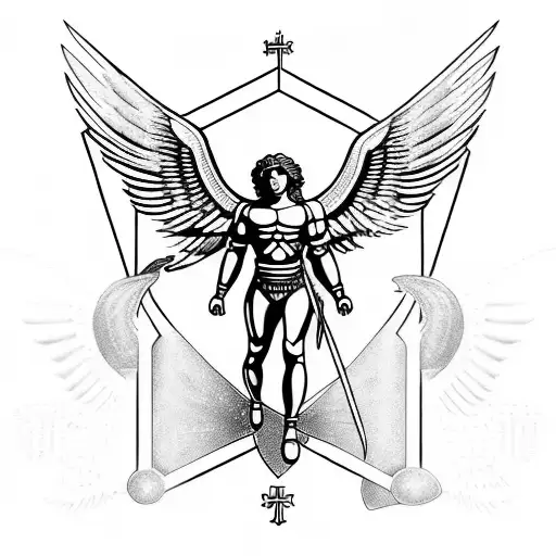 archangel Michael with science chemistry tattoo design idea