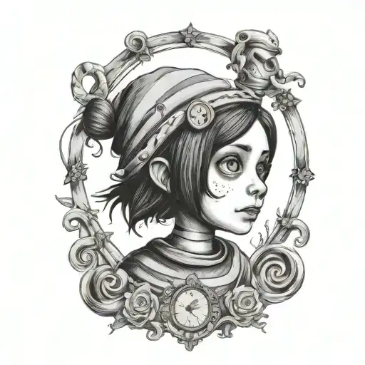 coraline jones with the circus tattoo design idea