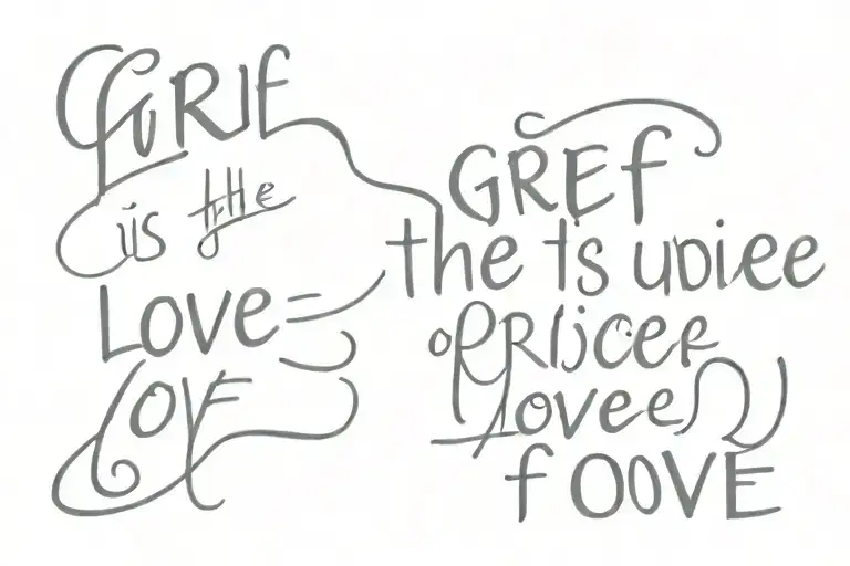 a quote "grief is the price of love  tattoo design idea