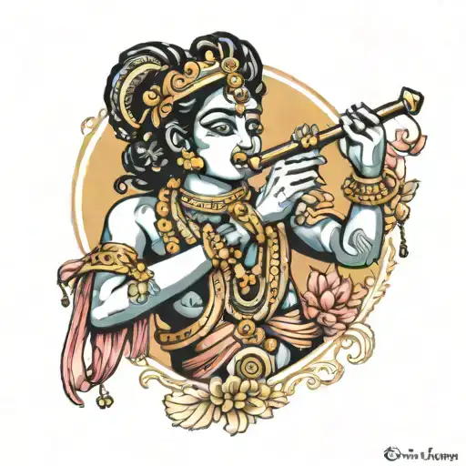 Krishna playing the flute tattoo design idea
