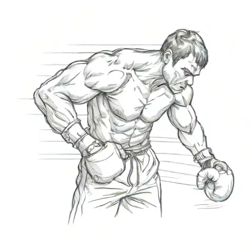 A sketch of a boxer training at home tattoo design idea