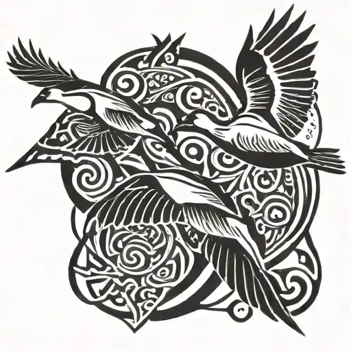 geese flying tattoo design idea