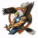 American patriot with eagle soaring top shoulder and bicep tattoo  tattoo design idea