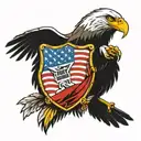 American patriot with eagle soaring top shoulder and bicep tattoo  tattoo design idea