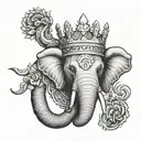 elephant head with crown adorned tattoo design idea
