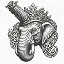 elephant head with crown adorned tattoo design idea