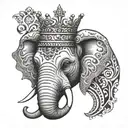 elephant head with crown adorned tattoo design idea