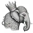 elephant head with crown adorned tattoo design idea