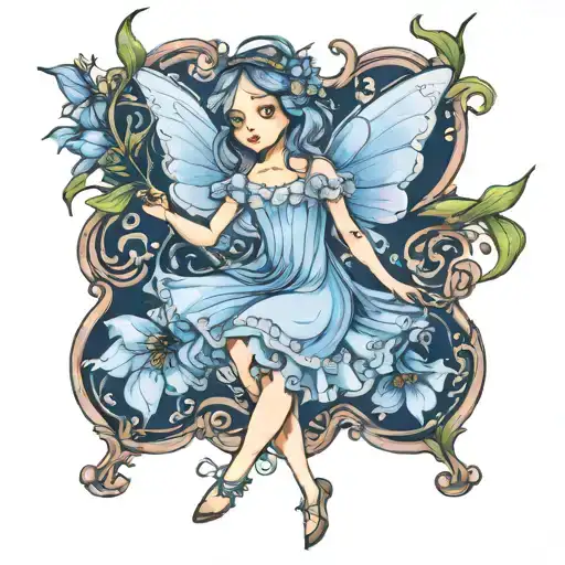 bluebell fairy flying tattoo design idea