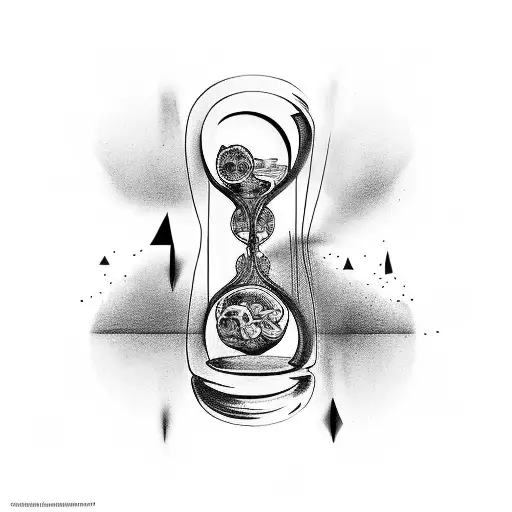 hourglass with memento mori tattoo design idea
