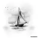 simple Boat sailing through storm tattoo design idea