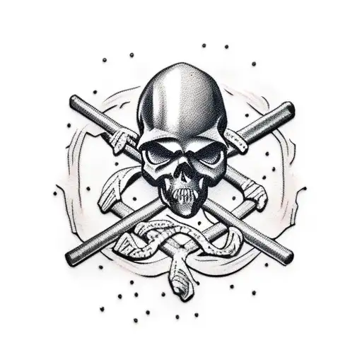 skull and crossbones skis tattoo design idea