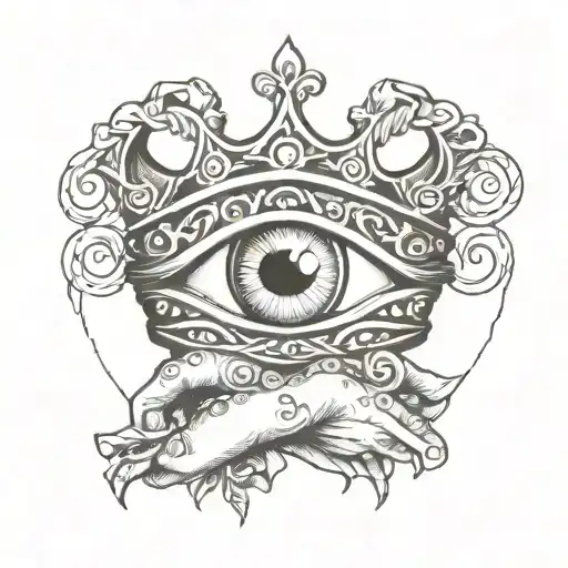 Crown, Hand with eye, infinity sign, heart tattoo design idea
