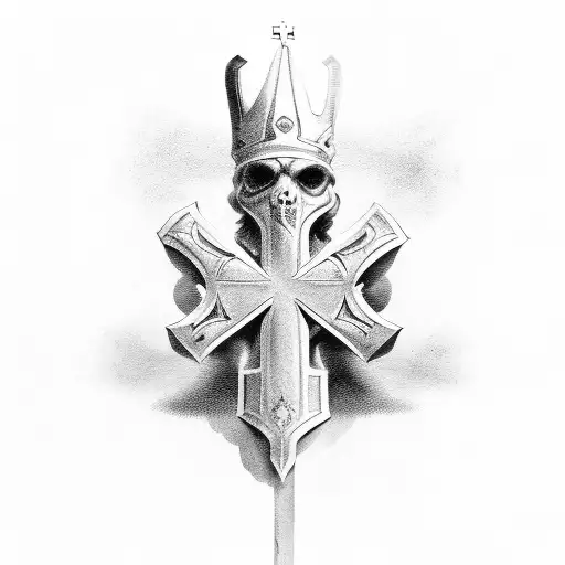 cross bible chess piece tattoo design idea