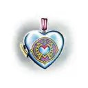 A traditional-style tattoo of a heart-shaped locket with the initials of your kids engraved on it tattoo design idea