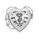 A traditional-style tattoo of a heart-shaped locket with the initials of your kids engraved on it tattoo design idea