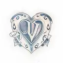 A traditional-style tattoo of a heart-shaped locket with the initials of your kids engraved on it tattoo design idea