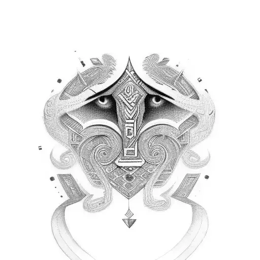 Estilo tribal maori combinado con maya tattoo design idea