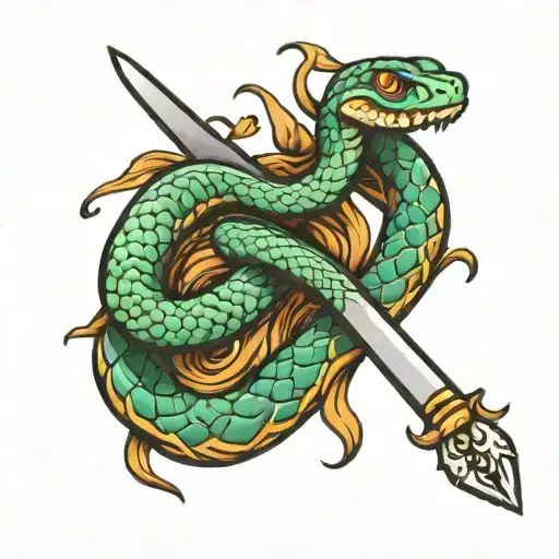 snake around a sword  tattoo design idea