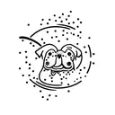 A minimalist design of a dog wagging its tail, representing the client's joyful and loving personality tattoo design idea