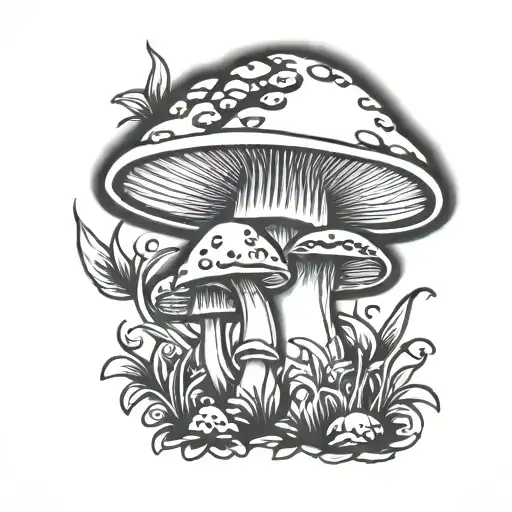 small mushroom tattoo stencil tattoo design idea