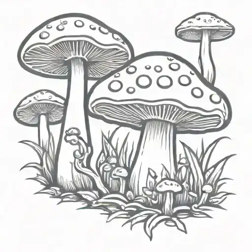 small mushroom tattoo stencil outline tattoo design idea
