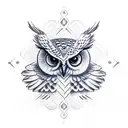 owl with open wings frontal tattoo design idea