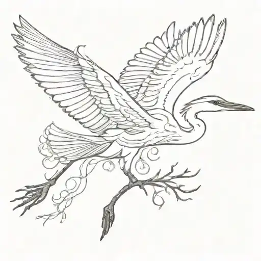 heron flying tattoo design idea