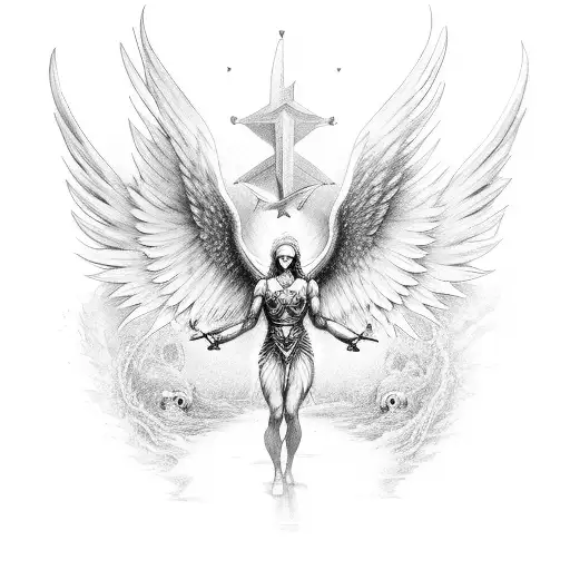 Archangel Michael Big Wings tattoo design idea